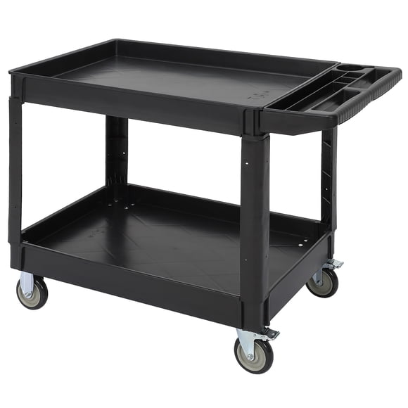 Heavy Duty 2-Shelf Utility Service Cart,500 lbs Capacity,360° Rotating Wheels,45" x 25" Rolling Storage with Handle,Ideal for Warehouse, Garage, Cleaning, Manufacturing