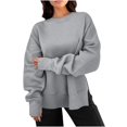 thumbnail image 3 of Timegard Oversized Sweatshirt for Women Thumb Hole Side Split Pullover Fall Loose Long Sleeve Tops, 3 of 4