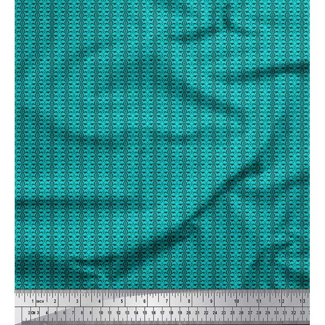 Soimoi Green Rayon Fabric Filigree Damask Decor Fabric Printed Yard 42 Inch Wide