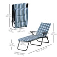 thumbnail image 3 of Outsunny Chaise Longue Pliante avec Coussin, Dossier Réglable, Bleu et Blanc, 3 of 10