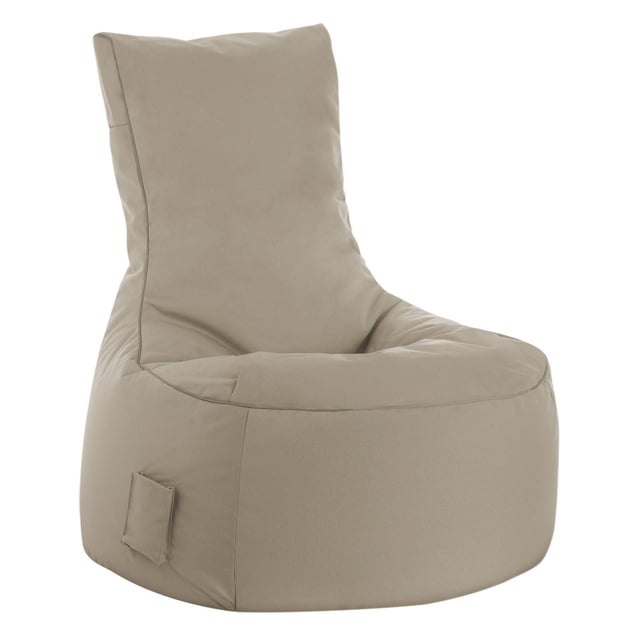 Gouchee Home Swing Brava Khaki Bean Bag Chair with high backrest, water-repellent 100% polyester oxford fabric, filled with high-density polystyrene beads, measuring 37"W x 26"D x 35"H, lightweight and portable seating ideal for bedrooms, dorms, or living rooms.