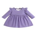 thumbnail image 1 of Toddler Baby Girl Dresses Long Sleeve Ruffle Solid Color Dress Casual Party Mini Dress Fall Winter Clothes, 1 of 8