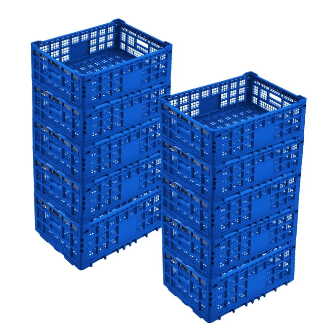 Yiwa Foldable Plastic Storage Crate, Heavy Duty Reinforced Walls, Stackable Multi-Purpose Milk Crate for Office, Kitchen, and Garage