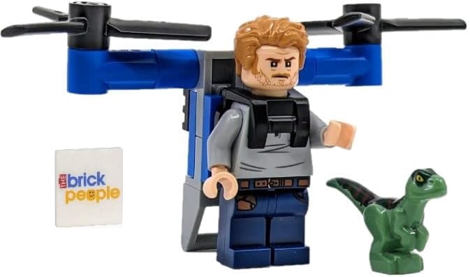 LEGO Jurassic World: Owen Grady Minifigure with Jetpack and Baby Raptor