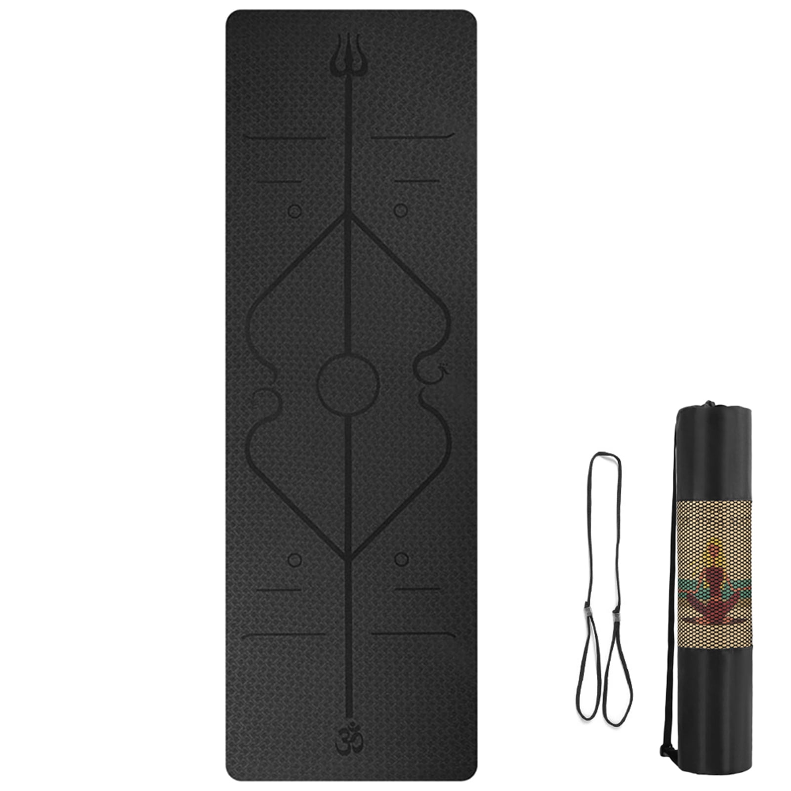 72.1×24.0-inch yoga mat with alignment lines, thickened exercise mat, non-slip fitness mat with carrying strap and storage bag