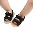 thumbnail image 4 of Baby Girls Sandals Stripe Solid Color Summer Flat Shoes Infant First Walkers, 4 of 9