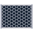 thumbnail image 1 of Reversible Outdoor RV Rug, 9' x 12' Patio Floor Mat, Dark Blue & White, 1 of 9