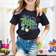 thumbnail image 2 of PMVFHDE Tenue de Pâques Fille T-Shirt Graphique de Pâques / Imprimé Lapin et Oeuf Manches Courtes Col Ras du Cou / T-Shirt de Fête en Coton Doux pour Tout-Petit / Tenue Décontractée Printemps Été Noir,6-7 Ans, 2 of 4