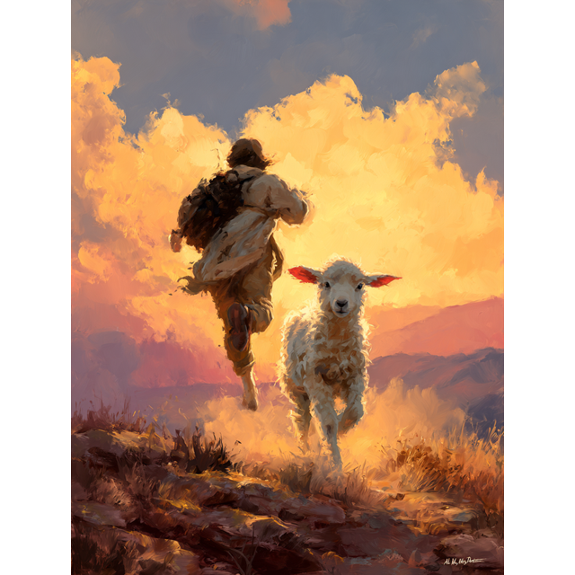 Toile Murale d'Agneau Berger Courant 15,75 X 11,81 Pouces