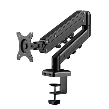 Single Monitor Arm Gas Spring for 17-32in Screens with Clamp and Grommet Base Rotate 360° for Portrait or Landscape Mode