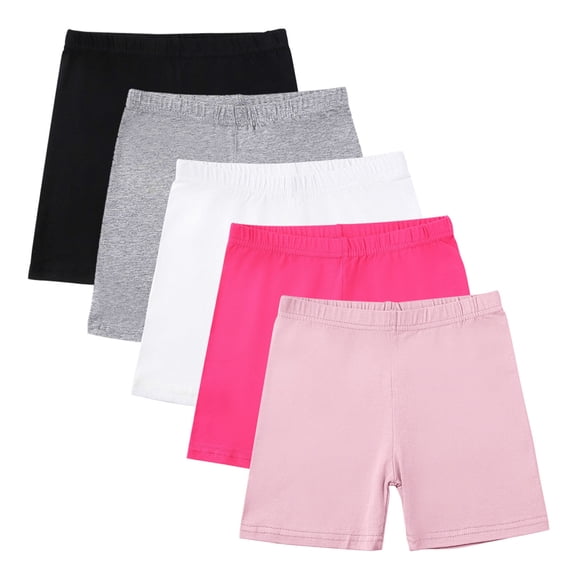 Cinvoph 5-14 Years Toddler Kids Girls Leggings Shorts High Waist Bike Cartwheel Shorts Under Dress Dance 5 Pack Short for Children