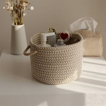EGNMCR Organisateurs et Rangement de Garde-Robe, Organisation de Cuisine Panier Tressé en Corde Infaillible Rond Organisation de Bureau Ornements Chevet Panier de Rangement Ovale Panier de Rangement de Bureau