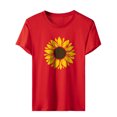 thumbnail image 4 of EGNMCR T-Shirts pour Femmes Mode pour Femmes Col Rond Manches Courtes Hauts à Imprimé de Tournesol de Pâques, 4 of 7