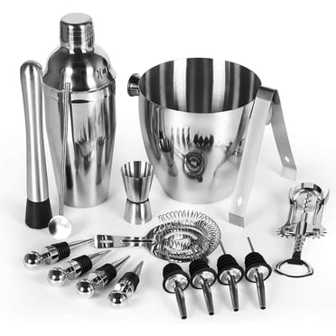 Ensemble de Bar en Acier Inoxydable 16 Pcs Cocktail Barman Shaker Mélange de Boissons Outils de Bar