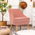 thumbnail image 3 of Costway Accent Chair Velvet Upholstered Single Sofa with Rubber Wood Legs Pink, 3 of 10