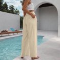 thumbnail image 5 of Summer Clearance 2025! Womens Plus Size Pants,Woman Fashion Solid Color Elastic Waist Drawstring Pocket Long Pants, 5 of 5