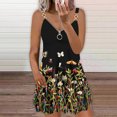 thumbnail image 1 of LOVZFMLL Dresses Women Casual Draw Back Printed Sleeveless Ruffle Lace-up Cold Shoulder Dress, 1 of 5