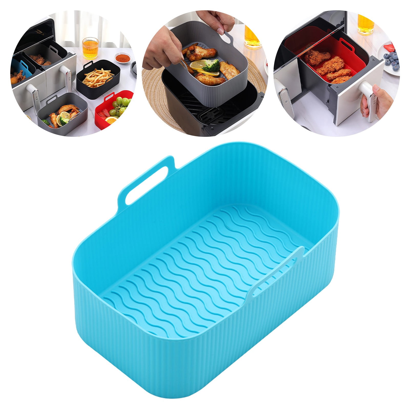 Dvkptbk Air Silicone Pots en pour Friteuse à, Panier en Silicone pour Friteuse à Air Chaud, Accessoires de Four pour Friteuses à Air Sûrs pour les Aliments, Remplacement du Papier Parchemin, Doublure Réutilisable en Silicone pour Friteuse à Air s'Adapte à la Friteuse à Air