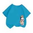 thumbnail image 1 of LUOGENLI T-Shirt pour Filles Enfant Filles Mignon Mode Imprimé Décontracté Ample Col Rond Manche Courte Tee Été T-Shirt Hauts Chemises pour Filles 2025 Moins de 20 Bleu Foncé 2-4 Ans, 1 of 4