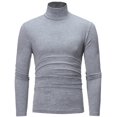 thumbnail image 2 of MesaSe T-shirt Solid Color Long Sleeve Cotton Men Turtleneck Slim Basic Top for Spring, 2 of 8