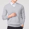 thumbnail image 3 of Xcmzpl Chandail-Robe à Col en V pour Hommes, Tricot, Manches Longues, Coupe Ajustée, Chandails Mode, Chandail à Enfiler, Chandail de Base Uni, Hauts de Chandail d'Automne, 3 of 5