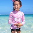 thumbnail image 1 of Toddler Girl Bathing Suits Rash Guard Set Flower Graphic Printed Sun Protection Long Sleeve Cute Swimwear Bathing Suits 12-18 Months, 1 of 6