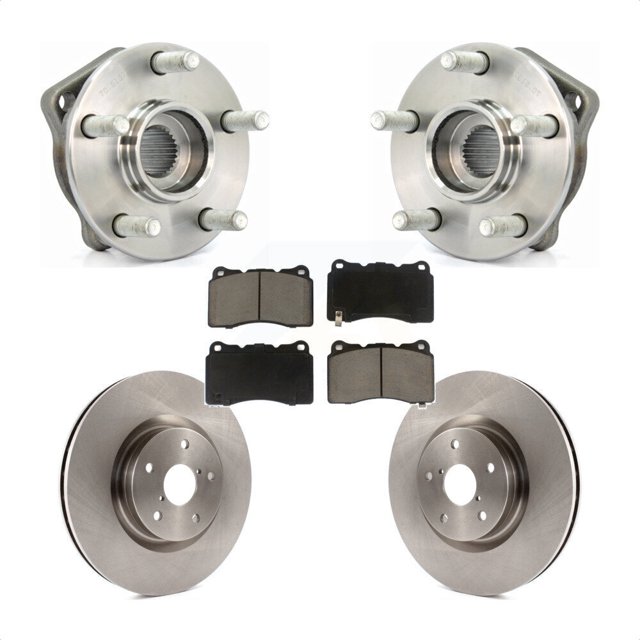 Transit Auto Front Hub Bearing Assembly Disc Brake Rotors and Ceramic Pads Kit for Car 2014 Subaru WRX Limited Base KBB-122051