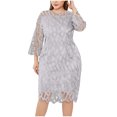 thumbnail image 4 of LSLJS Fashion Women Sexy Plus Size Long Sleeve Splicing Perspective Sequin Dress, 4 of 5