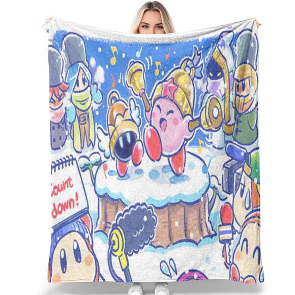 Couverture Cadeau Mignonne Couverture kirby Cadeaux pour Enfants Filles Douce Chaude Légère Confortable Jetés pour Lit Salon Sofa Canapé Déco d'Anniversaire 40 Po*30 Po