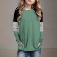 thumbnail image 2 of Posijego Girls Striped Long Sleeve Shirts Kids Round Neck Color Block Tunic Tops Spring T-Shirts Size 4-14 Years, 2 of 6