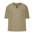 thumbnail image 4 of CHGBMOK Chemise de Compression Homme Mode Décontractée Unie Manches Courtes Col en V Blouses Chemises Tailles P-3TG, 4 of 6