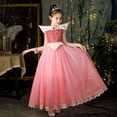 thumbnail image 2 of Princess Robe d'Anniversaire Fille Rose Costume Halloween Noël Déguisement Cosplay Tenue de Fête (avec Accessoires), 2 of 5
