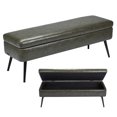 thumbnail image 1 of VEVOR PU Leather Storage Ottoman Bench Shoe Seat with Storage & Metal Legs Green, 1 of 9