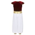 thumbnail image 2 of Yruioon Enfants Princesse Arabe Rats de Rue Déguisement Gilet en Velours avec Pantalon Sarouel de Danse Rouge Foncé 4, 2 of 7