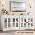 thumbnail image 4 of Bingirl 35.4-Inch White Sideboard Buffet Cabinet with Glass Door, Drawer, and Storage for Dining Room and Kitchen, 4 of 9
