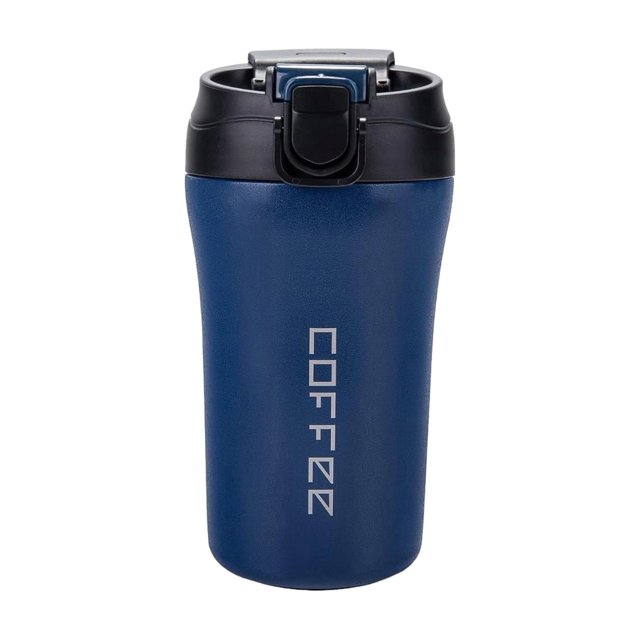 Tasse à Café Hydra 2 en 1 Isolée sous Vide - 400 ml, Bleue / Tasse de Voyage en Acier Inoxydable avec 2 Modes de Boisson - Chaude et Froide avec Couvercle et Paille Réutilisable, Anti-Déversement