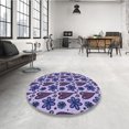thumbnail image 4 of Ahgly Company Tapis d'Intérieur Rectangulaire Transitionnel Bleu Lavable à la Machine, 3 Pieds x 5 Pieds, 4 of 7