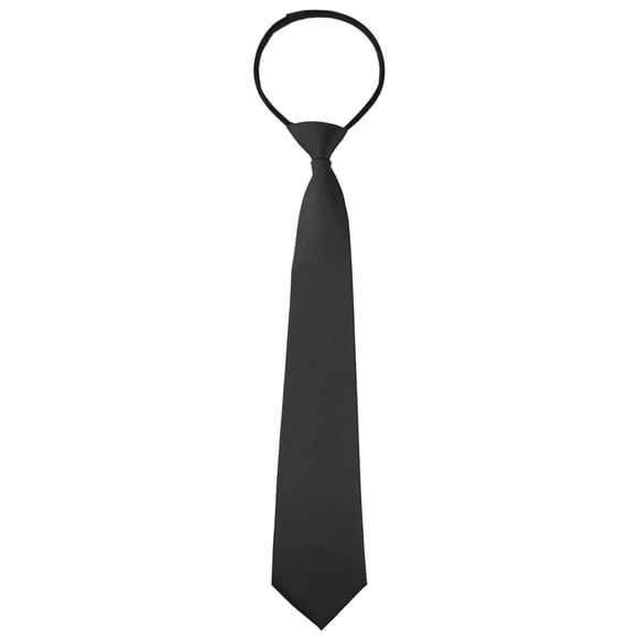 INSPIRE CHIC Men's Pre-Tied Zipper Tie Solid Color Formal Casual Adjustable Wide Tie Black Long 48cm/18.9'