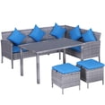 thumbnail image 1 of Outsunny 5 Pieces Wicker Patio Furniture Set with Cushions, Bright Blue, 1 of 10