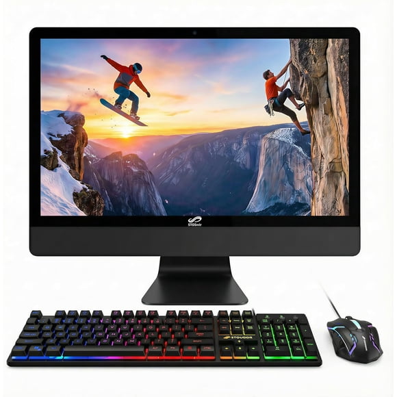 STGSivir All in One Desktop Computer, 22" FHD Display, Intel Core i7 up to 3.9GHz, 16G RAM, 512G SSD, WiFi, BT 5.0, RGB Keyboard & Mouse, Webcam, Windows 11 Home