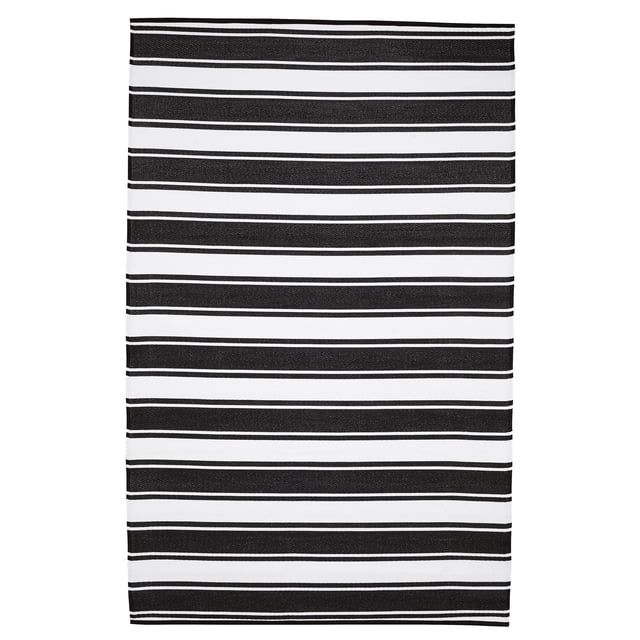 Erbanica 6' x 9' Indoor Outdoor Black White Band Reversible Plastic Rug