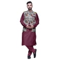 thumbnail image 1 of Atasi Kurta Churidar Uni pour Homme à Col Mandarin, Pyjama et Ensemble de Veste Nehru Imprimée, 1 of 1