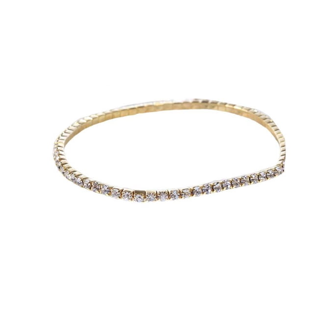 Thinsony Bracelets de Cheville Pailletés Strass Réglables Or Argent Extensibles Style Simple Universel pour Femmes Filles Or 1Ensemble