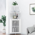 thumbnail image 3 of Armoire de Bar d'Angle, Armoire à Vin Moderne avec Tablettes de Rangement et Porte en Treillis, Armoire de Rangement pour Alcools de Bar à Domicile avec Support en Verre pour Salon, Salle à Manger, 3 of 7