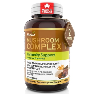Herba Mushroom Complex Supplements with Lions Mane - 120 Capsules | Made in Canada
