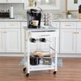 thumbnail image 2 of Riverbay Furniture Pine Wood White Kitchen Island Rectangular Food-Safe Granite Top Locking Casters, 2 of 13