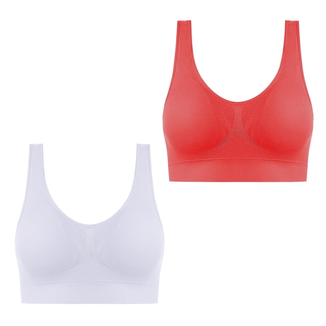 AherBiu 2pc Plus Size Sports Bras for Women Large Bust High Support Padded Bralettes Seamless Workout Underwear