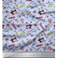 thumbnail image 1 of Soimoi Rayon Crepe Fabric Scissor,Buttons & Machine Sewing Fabric Prints by Yard 46 Inch Wide, 1 of 3