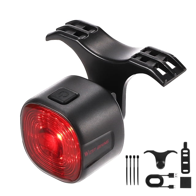 WEST BIKING Intelligent Bike Taillight Rechargeable Bicycle Rear Light High-Bright Cycling Warning Lamp Waterproof with 6 Light Modes Brake & Light Sensing for MTB Mountain Bike Road Bike