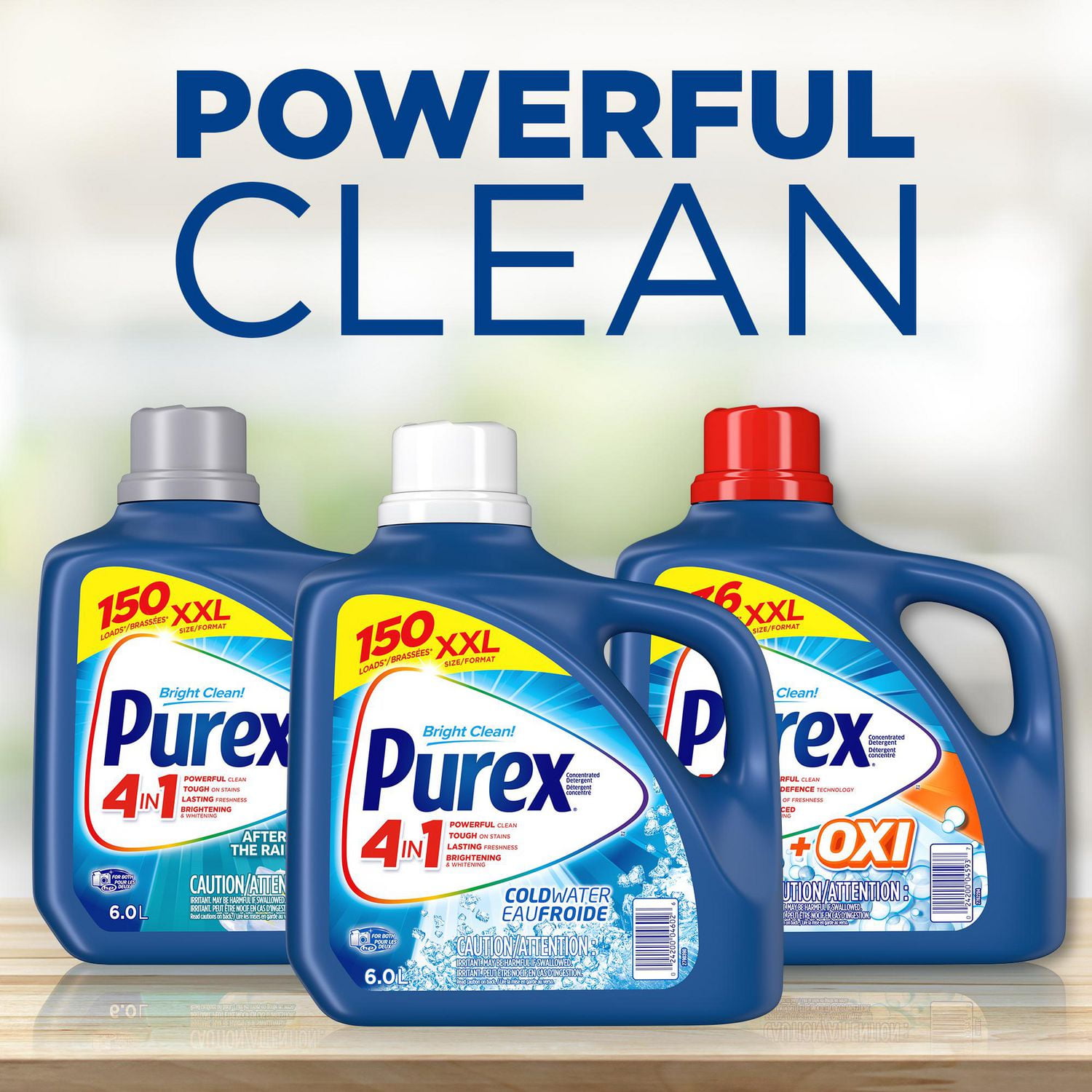 Purex Détergent à Lessive Liquide Concentré 4 en 1, Eau Froide, 6.0 Litres, 150 Brassées